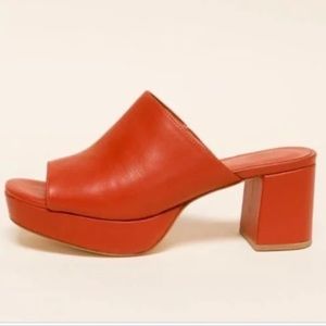 NEW Charlotte Stone RIAN Sienna Rust Orange Red Platform Mules 9